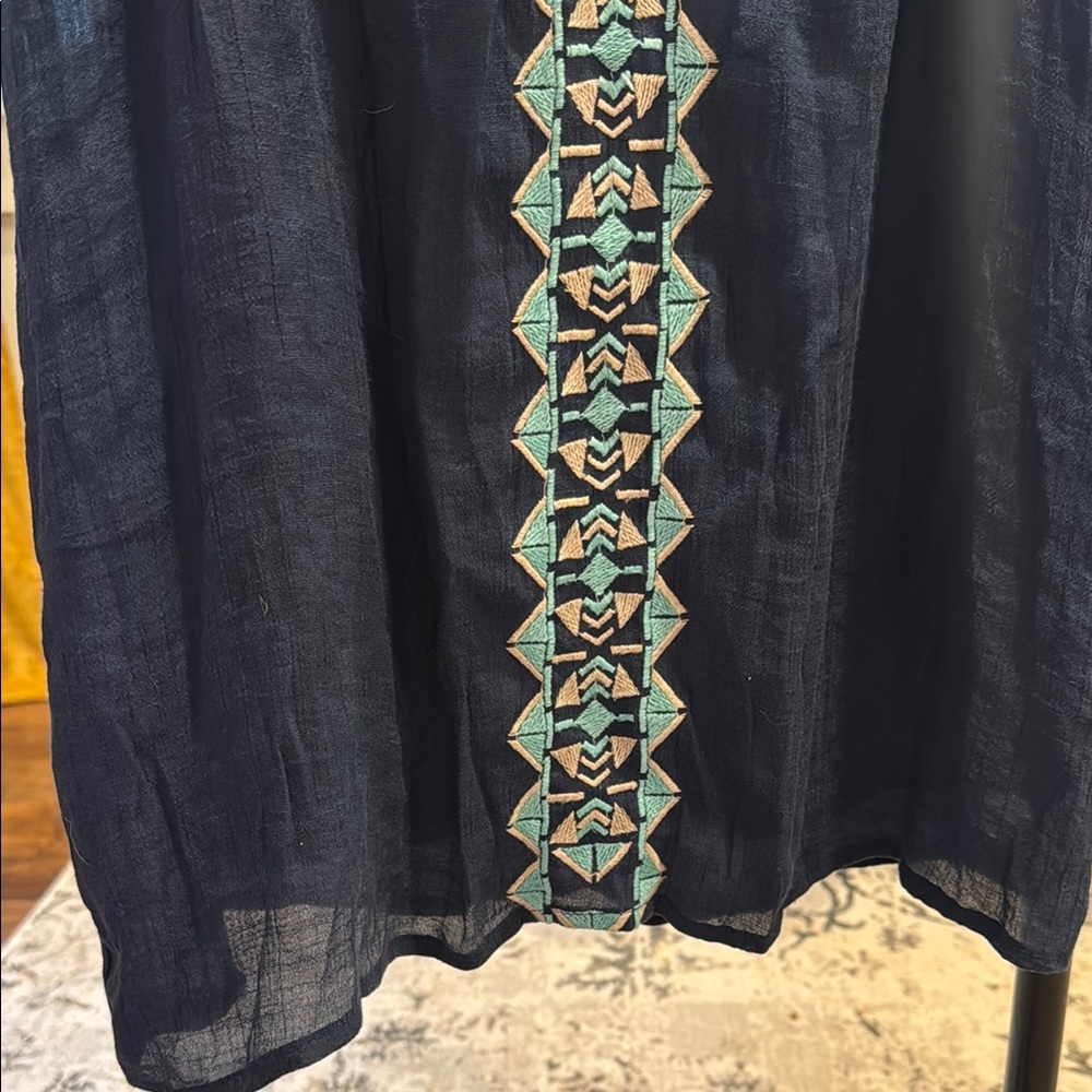 Navy Tunic with Geometric Embroidery - Picture 4 of 6